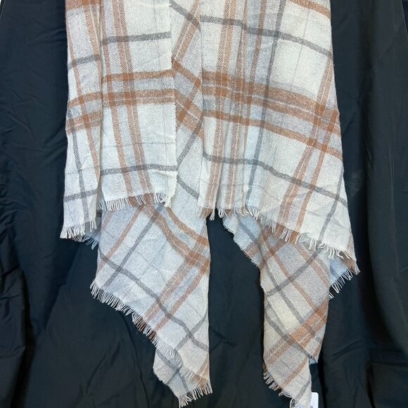 NWT 100% CASHMERE WOVEN UNSUBSCRIBED SCARF Cream Plaid - Picture 4 of 4